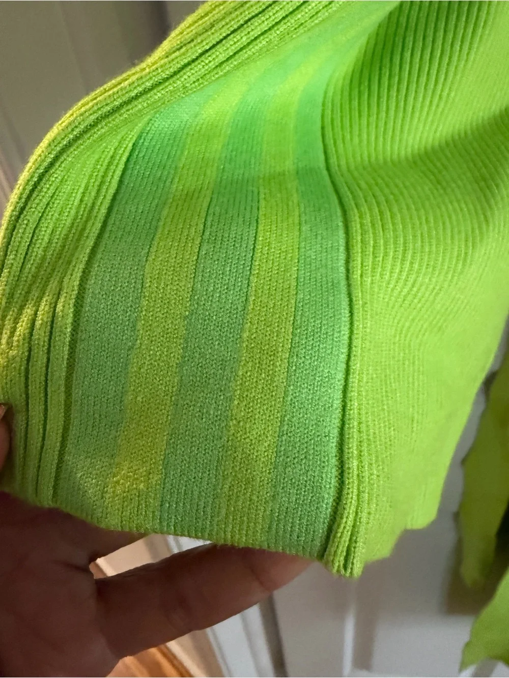 adidas Neon Lime Ribbed Knit Cardigan with Trefoil Detail